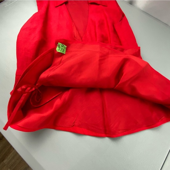 Mercer & Madison red linen blend wrap sleeveless top wms sz 4 - Picture 8 of 12